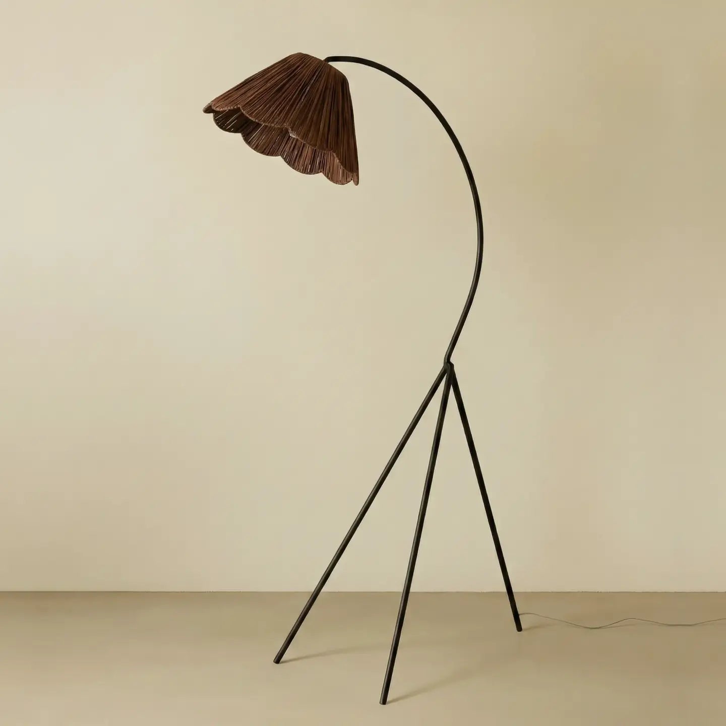 The Swedish Scalloped Raffia Floor Lamp